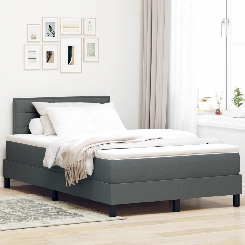Box Spring Ágy Matraccal és LED Sötétszürke 120x190 cm Szövet