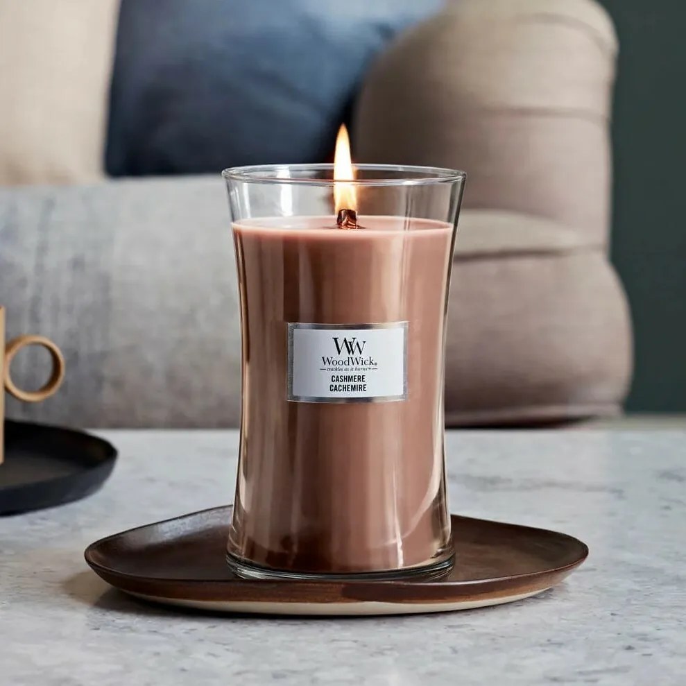 WoodWick Illatosító gyertya nagy vázában Cashmere,609 g