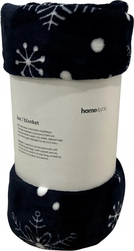 Karácsonyi takaró home&amp;you 150x200 cm sötétkék, hópelyhek