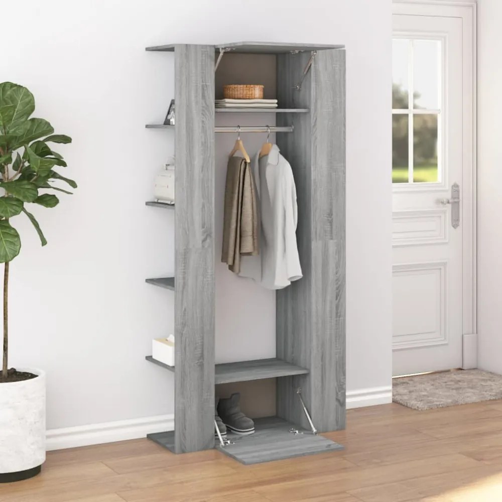szürke sonoma színű szerelt fa előszobaszekrény 97,5x37x99 cm