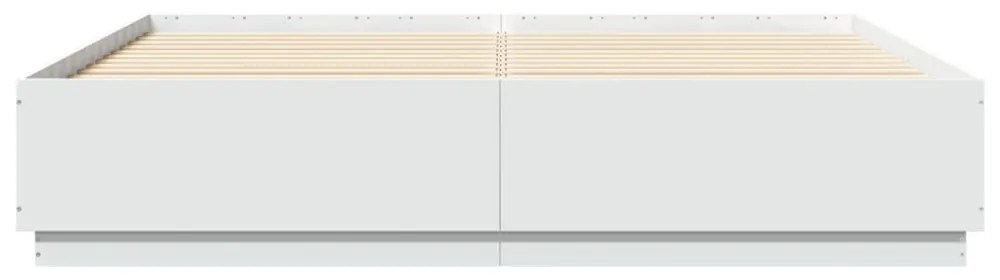fehér szerelt fa ágykeret LED-del 200 x 200 cm
