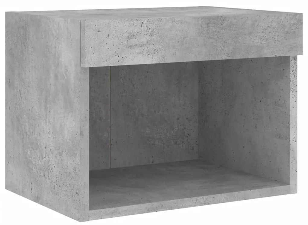 2 db betonszürke fali éjjeliszekrény LED-világítással