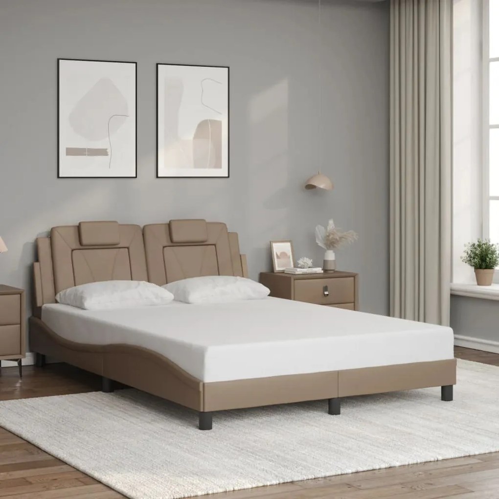 kávészínű műbőr ágykeret LED-világítással 140 x 200 cm
