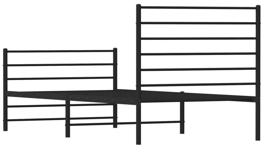 fekete fém ágykeret fej- és lábtámlával 107 x 203 cm
