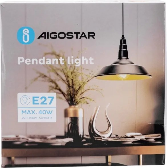 Aigostar - LED csillár kábellel 1xE27/60W/230V átm. 36 cm fekete