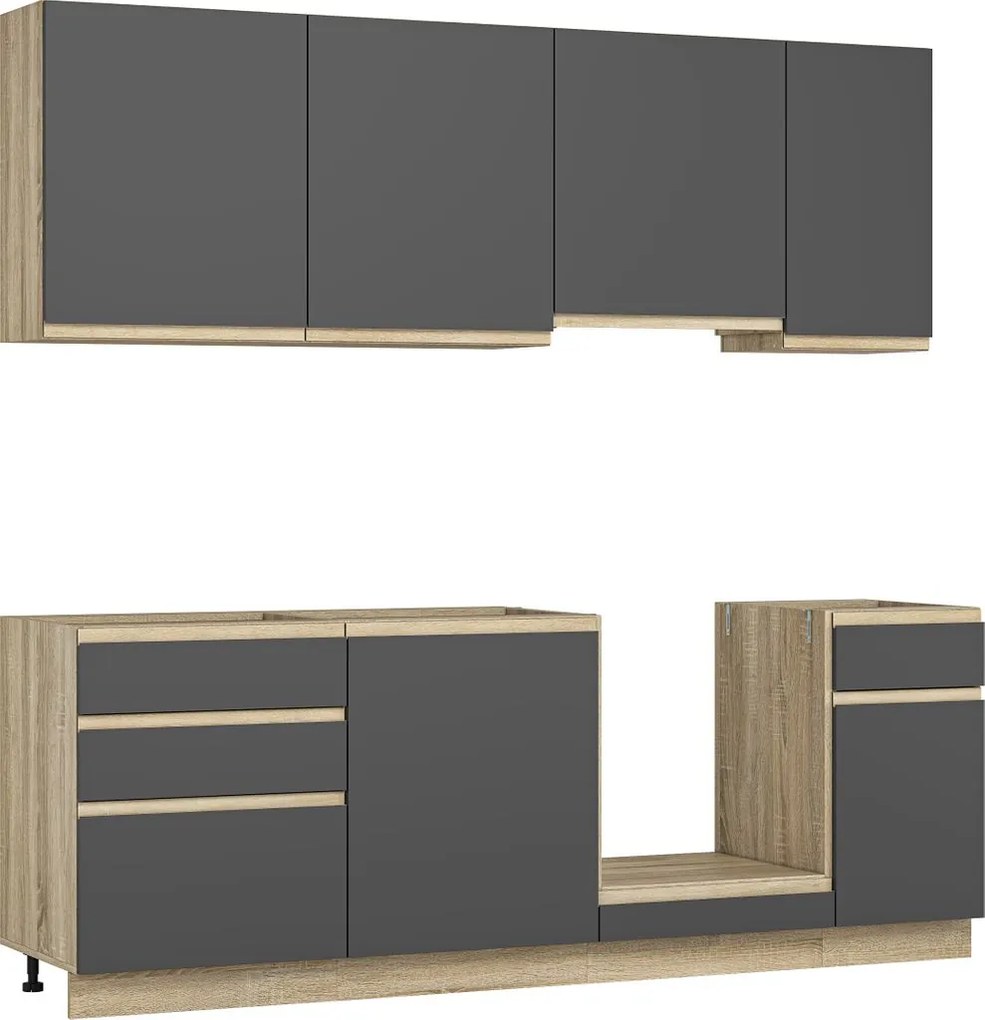 Elemes konyhaszekrény, 220 cm, antracit matt - MANHATTAN