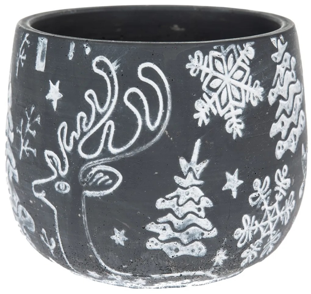 Beton virágcserép burkolat Winter deer, 16,5 x13,5 cm