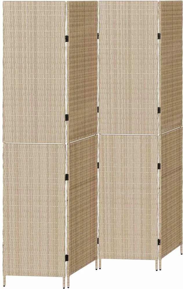 vidaXL Szobaelválasztó Bézs 195 x 180 cm polirattan