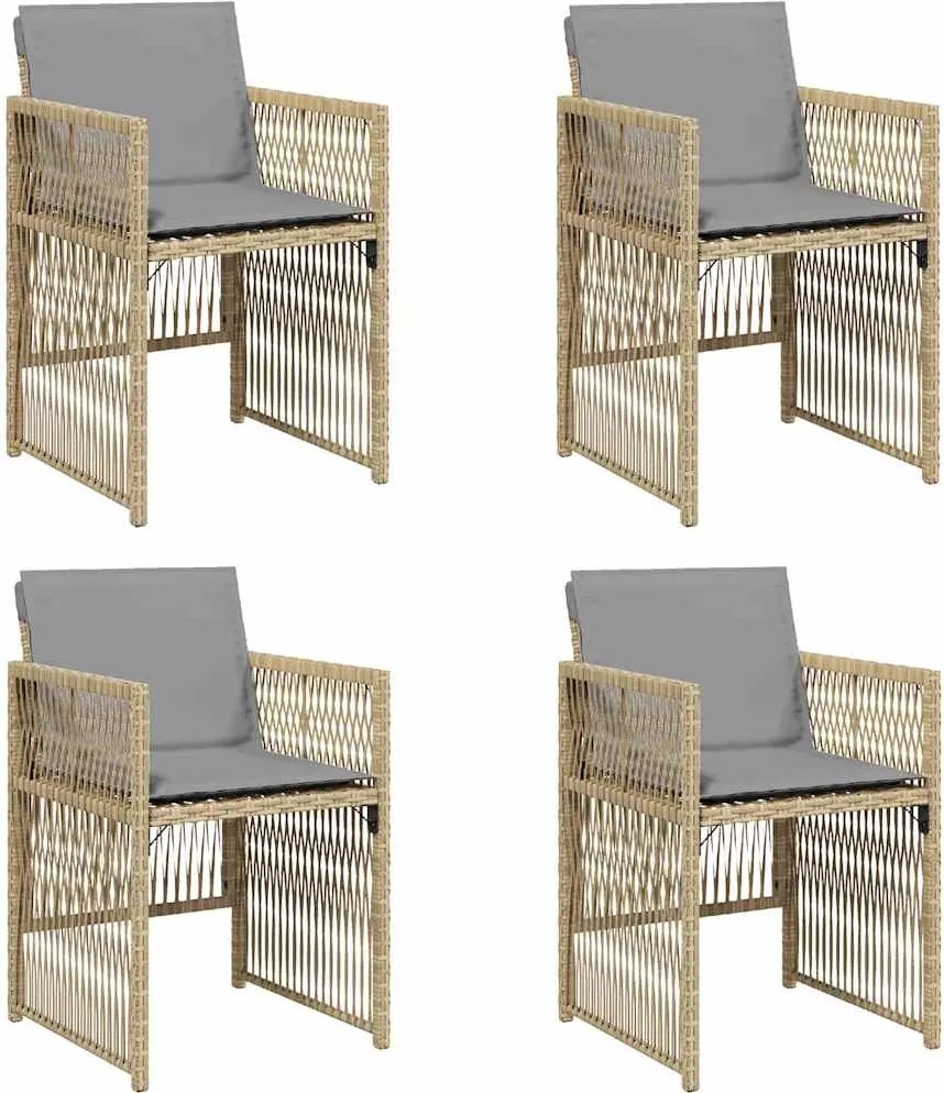 vidaXL 4 db vegyes bézs polyrattan kerti szék párnával