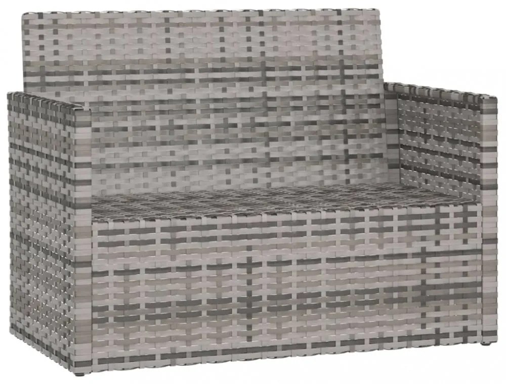 szürke polyrattan kerti pad párnákkal 105 cm