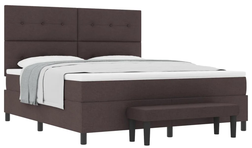 Boxspring ágy matraccal és paddal, sötétbarna, 180x200 cm szövet