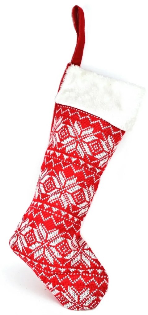 Karácsonyi textil kötött csizma 45 cm, piros
