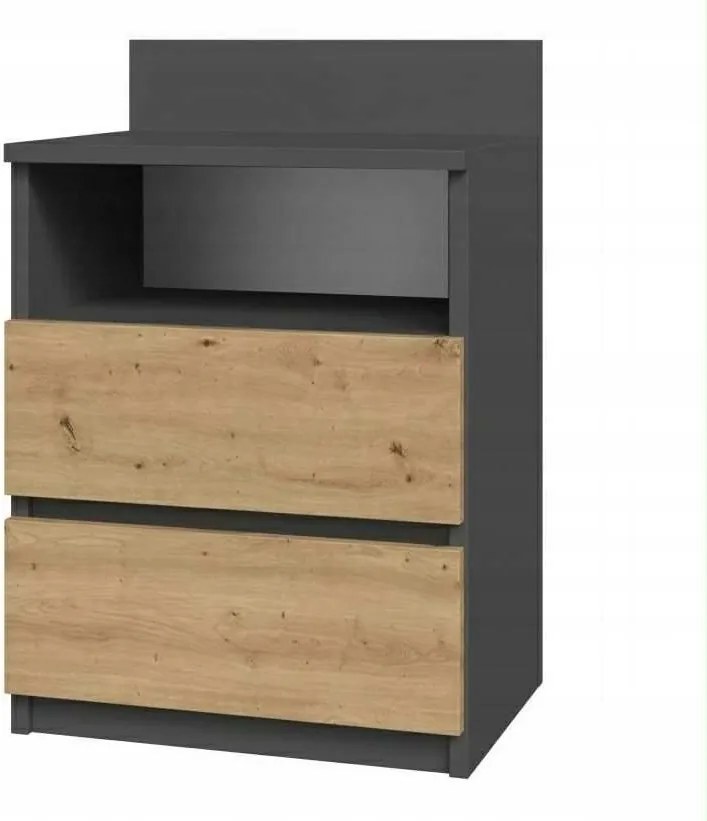 Éjjeliszekrény 2 Fiókos 40X59 CM Antracit Artisan Modern MS1