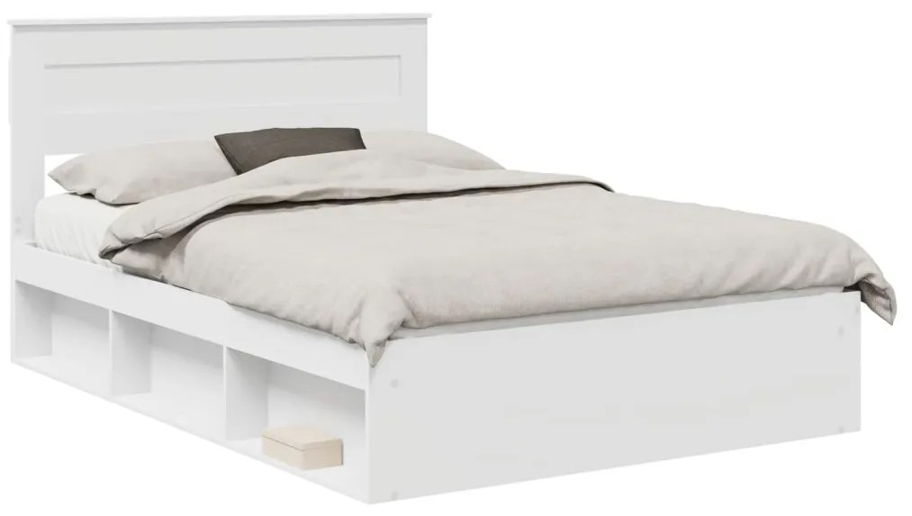 vidaXL Ágykeret matracmal fejtámlával Fehér 150 x 200 cm Tömör fenyőfa