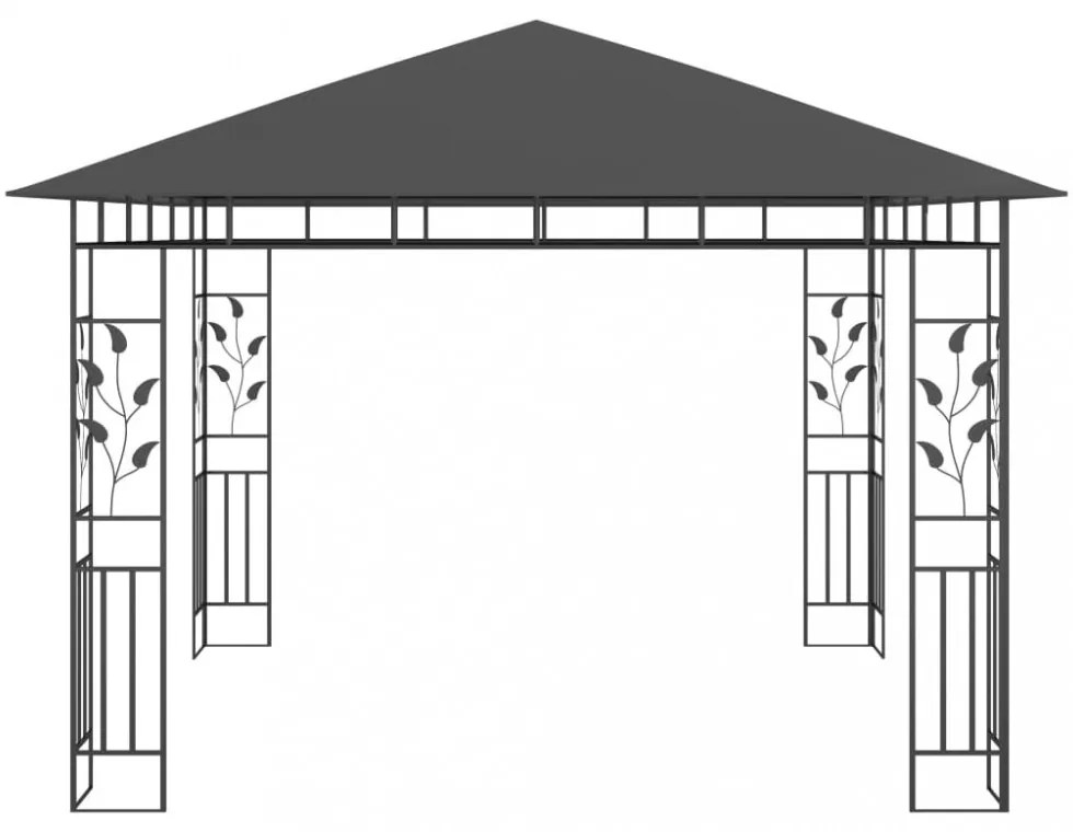 antracit pavilon szúnyoghálóval/LED fényfüzérrel 3 x 3 x 2,73 m