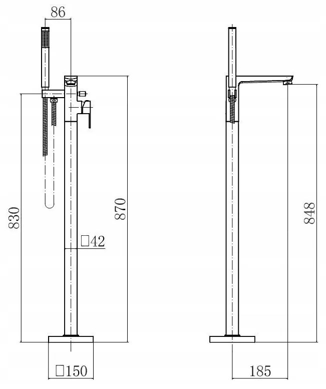 Invena Paros, szabadon álló kádcsaptelep, króm, INV-BW-09-W01-A