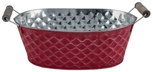 Cink virágedény piros-ezüst, 31x17x12cm