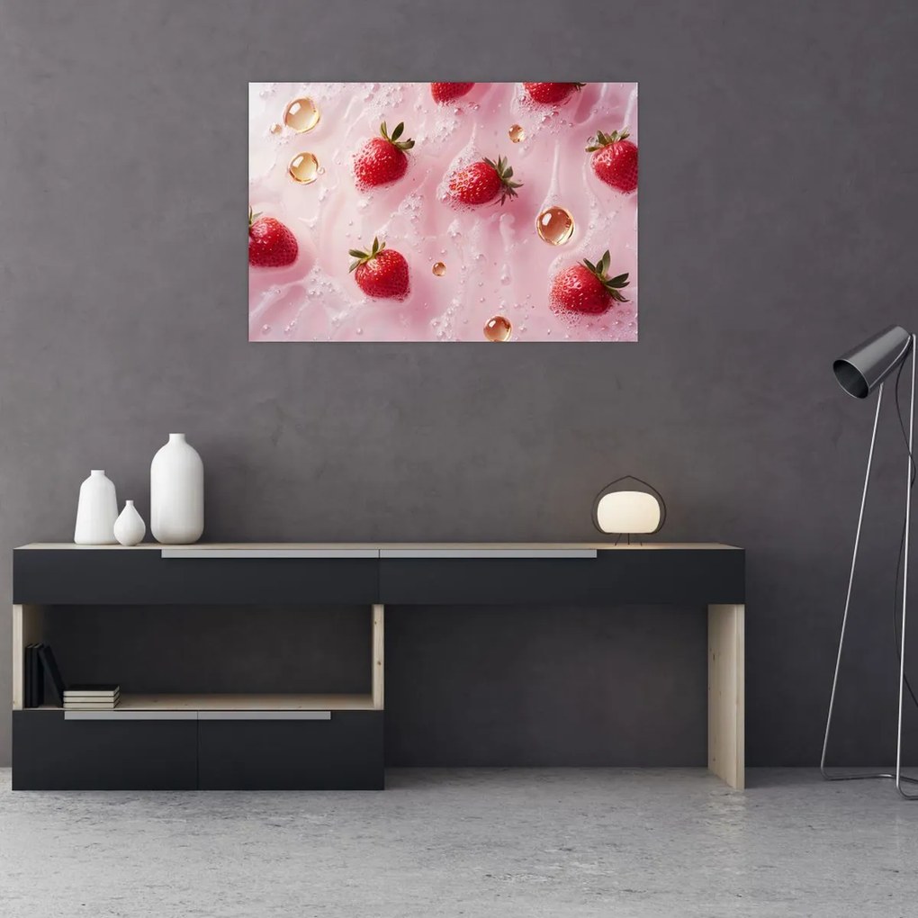 Kép - Eprek buborékokban (90x60 cm)