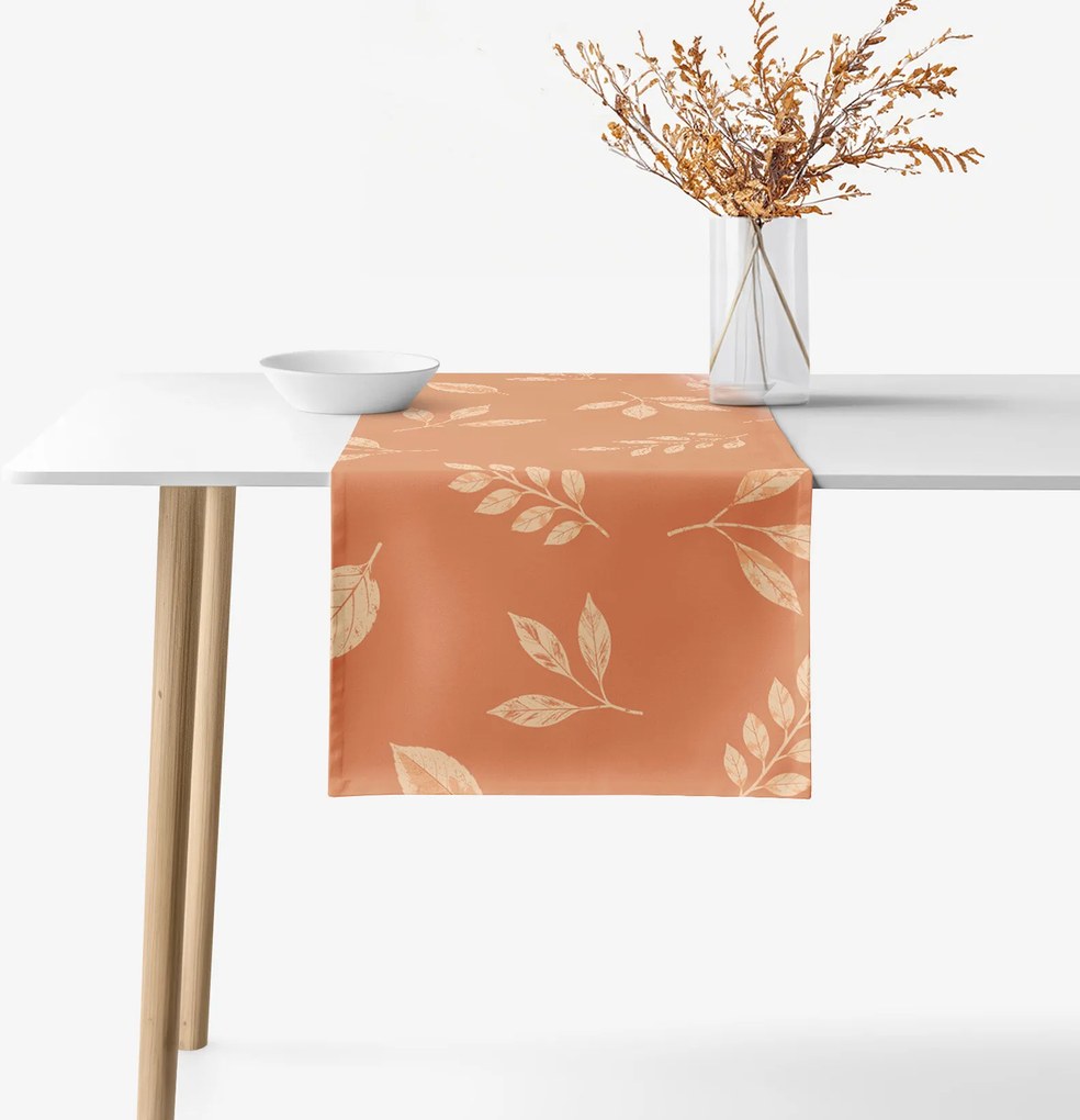 Goldea pamut asztali futó - narancssárga őszi levelek 35x140 cm