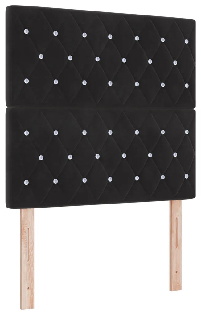 Box Spring Ágy Mattal és LED Fekete 120x190 cm Bársony