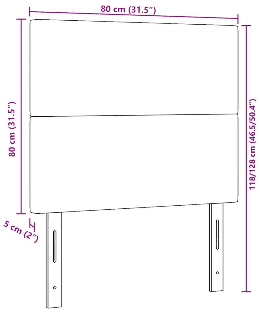 Egyszerű Tervezésű Fejtámla Világosszürke 80 cm Kordbársony Szövet