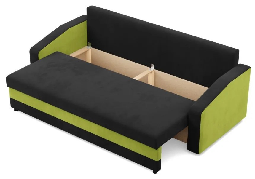 Hewlet kanapéágy, szövet anyag, hab töltet, fekete - zöld