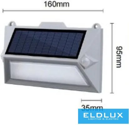 UNIVERSO Solar fali lámpa PIR 5V 0.8w 150lm 3000k IP65 szürke