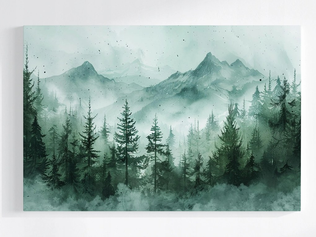 Poszter Tájkép Kilátás Hegyek Erdő Fák Köd 60x40