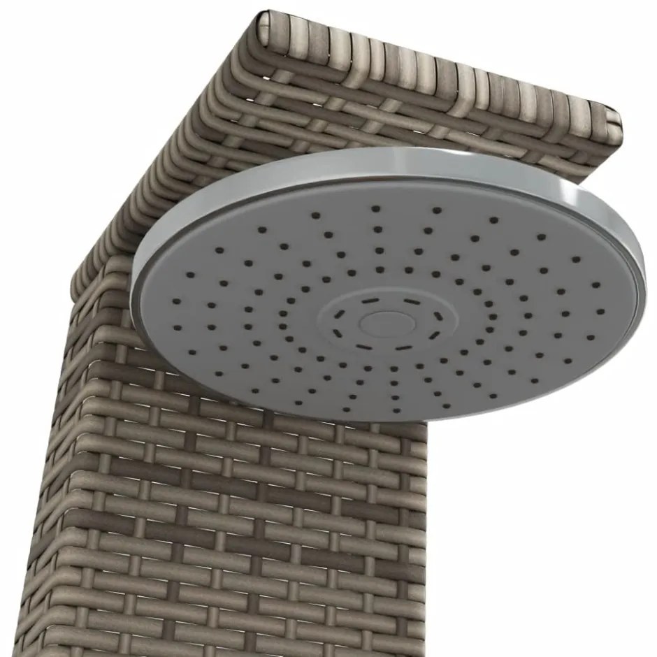 szürke polyrattan és akácfa kültéri zuhanyzó 55 x 60 x 224 cm