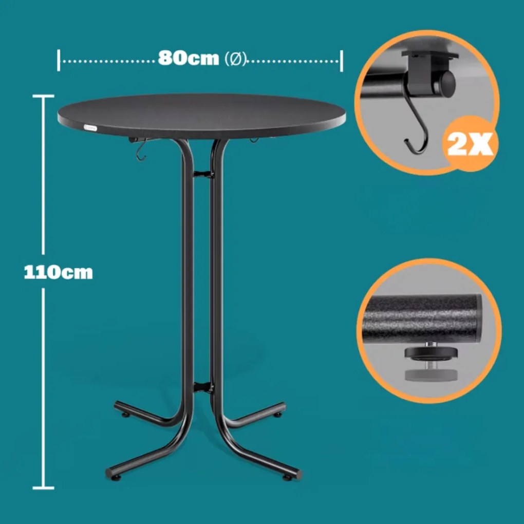 RAUL összecsukható bárasztal 110x80cm, szürke Casaria