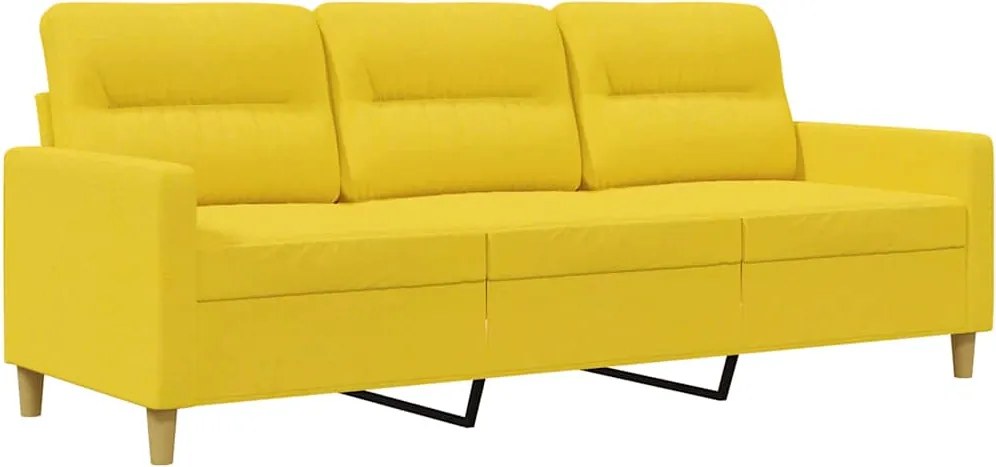 vidaXL 3 személyes világossárga szövet kanapé 180 cm