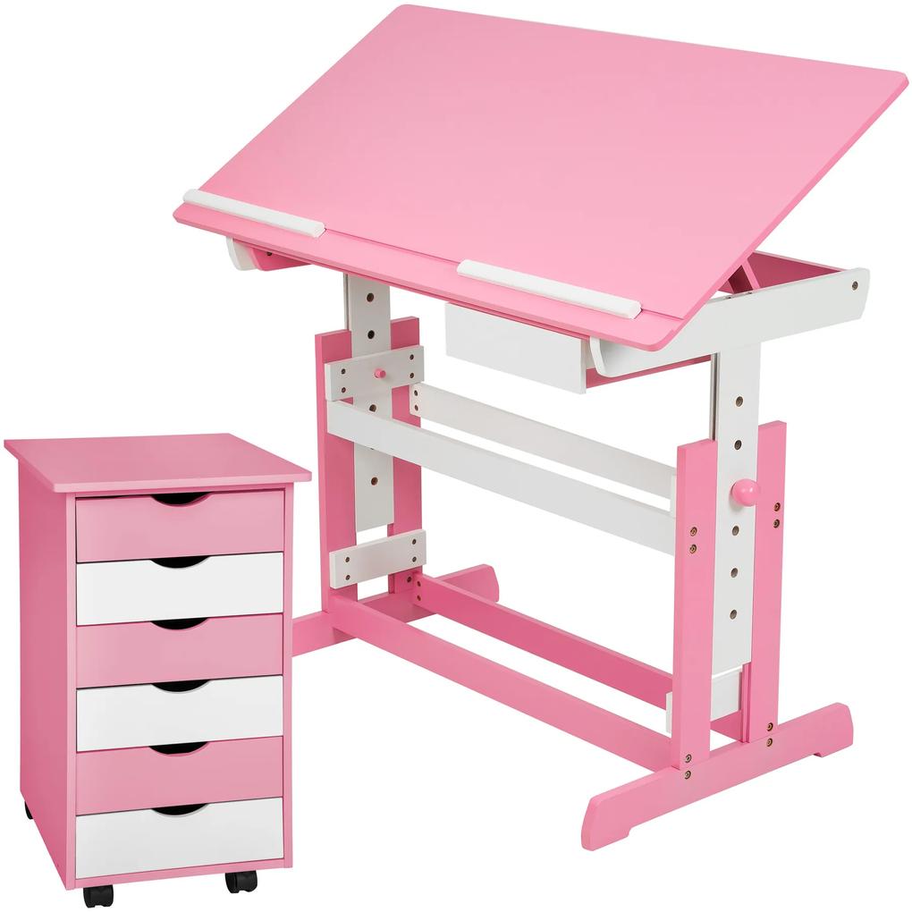 tectake 401240 gyerek íróasztal iratszekrénnyel - rózsaszín