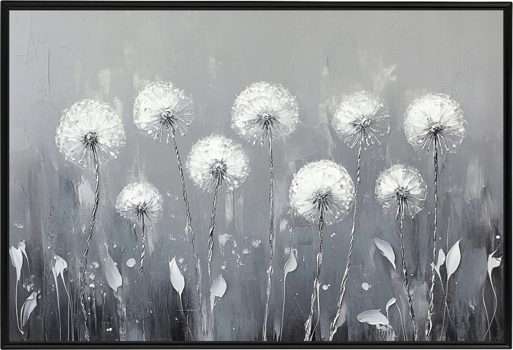 Poszter Keret Alumínium Természet Tavasz Virágok Pitypang Pehely 60x40