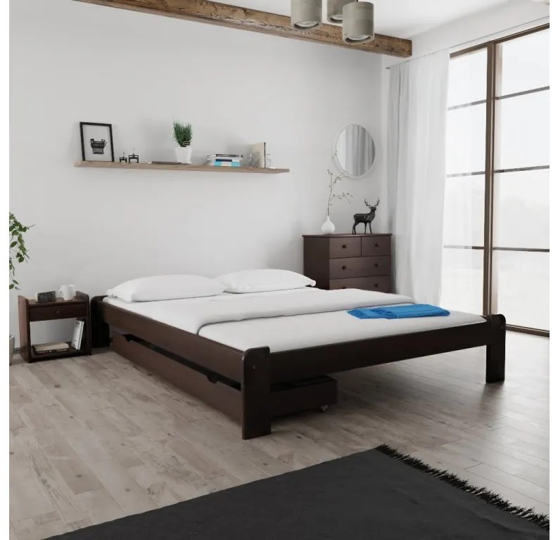 ADA ágy 140x200 cm, diófa Ágyrács: Léces ágyrács, Matrac: Coco Maxi 20 cm matrac