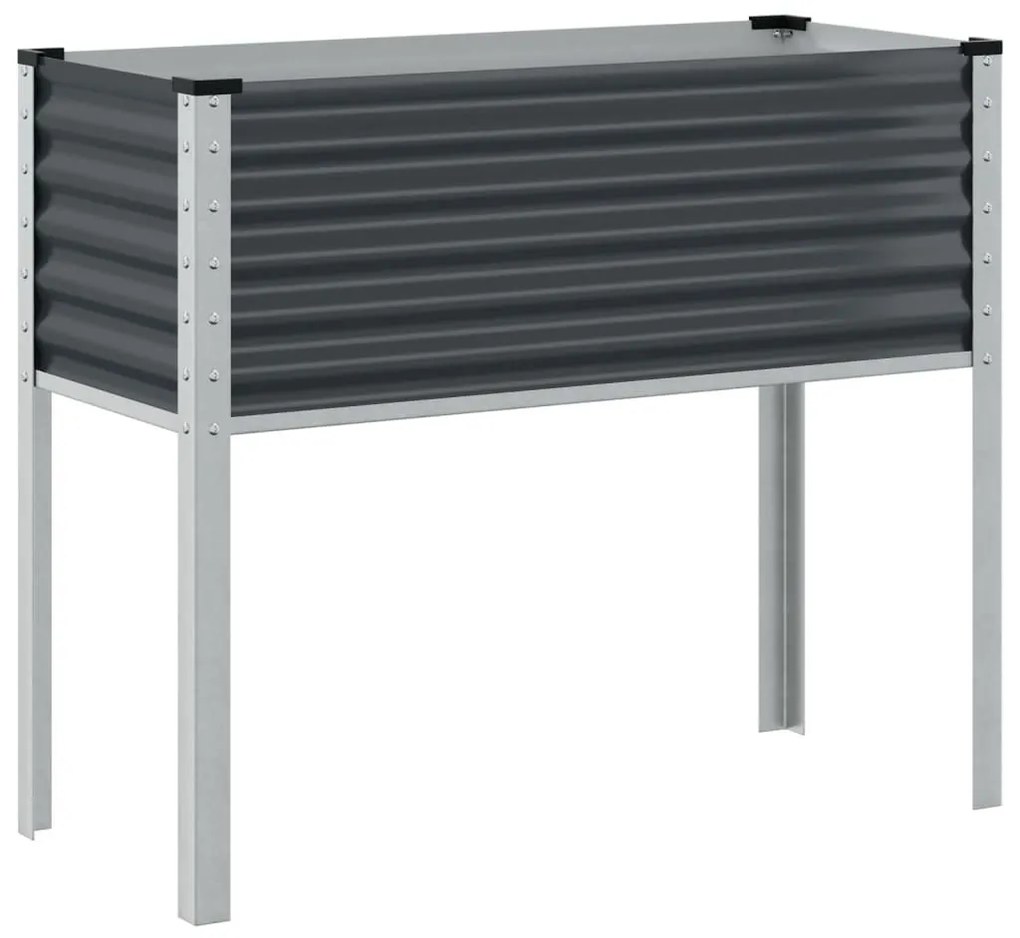 antracit színű acél kerti virágláda 100 x 45 x 90 cm