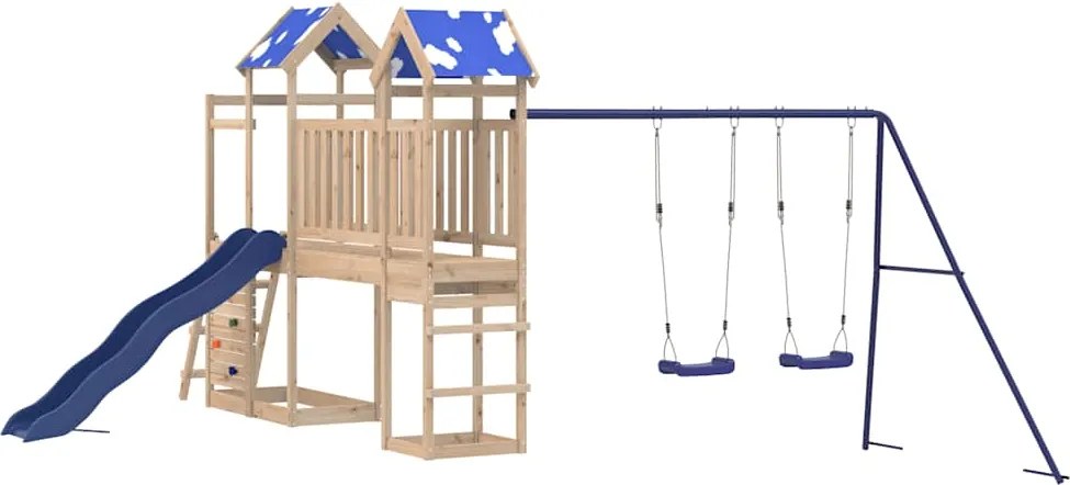 vidaXL tömör fenyőfa kültéri játszószett