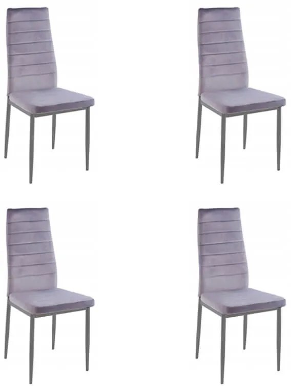 Masiv 4 személyes étkezőszett Coleta székekkel, Beton - Szürke bársony N