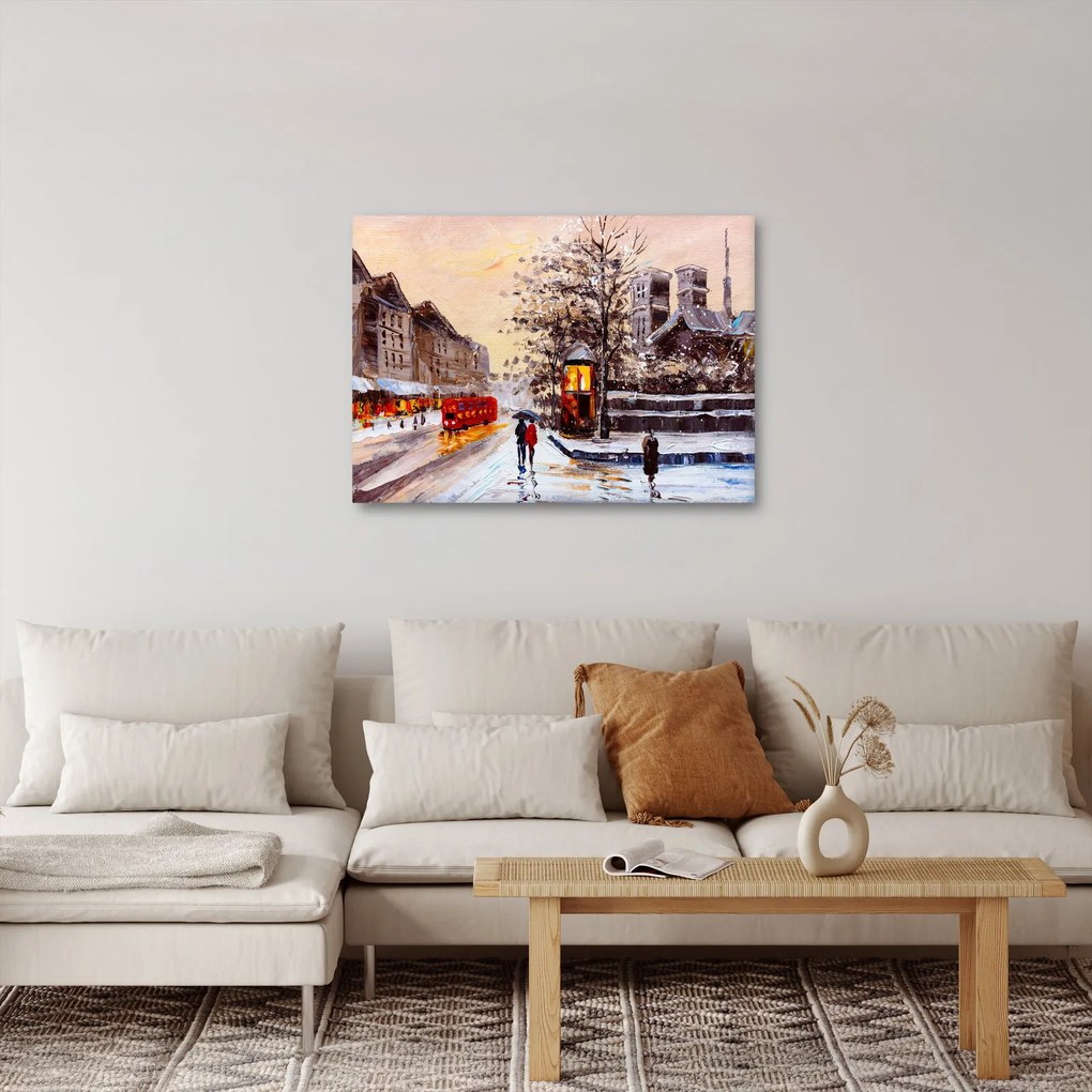 Kép - Egy téli város festménye (70x50 cm)