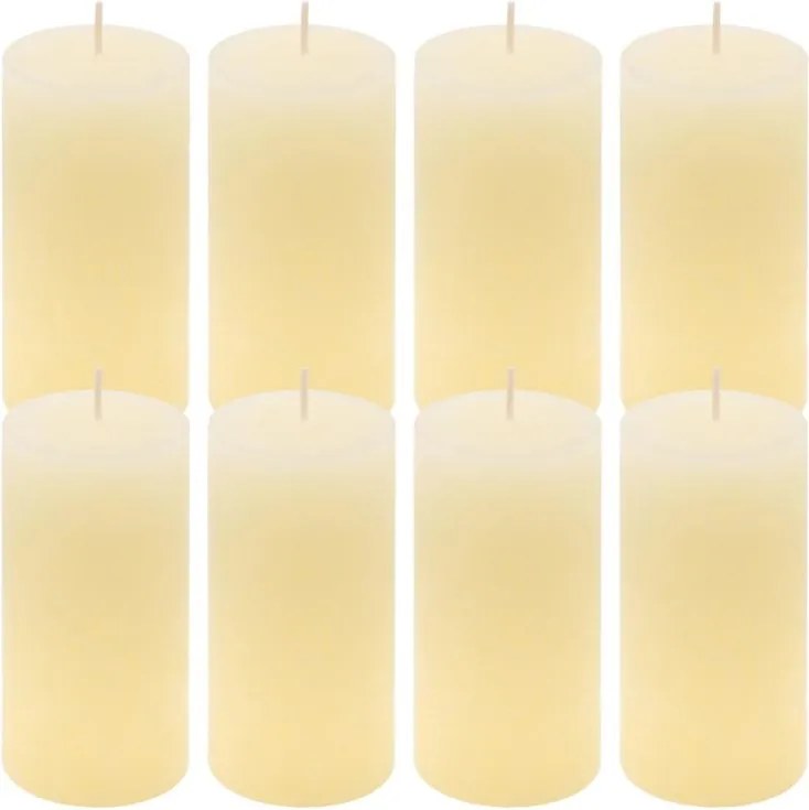 Rusztikus gyertya készlet 10 cm Ø 5 cm 8 db krém