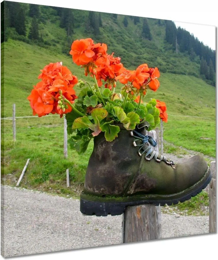 Vászonkép 60x60 Virág a csizmában