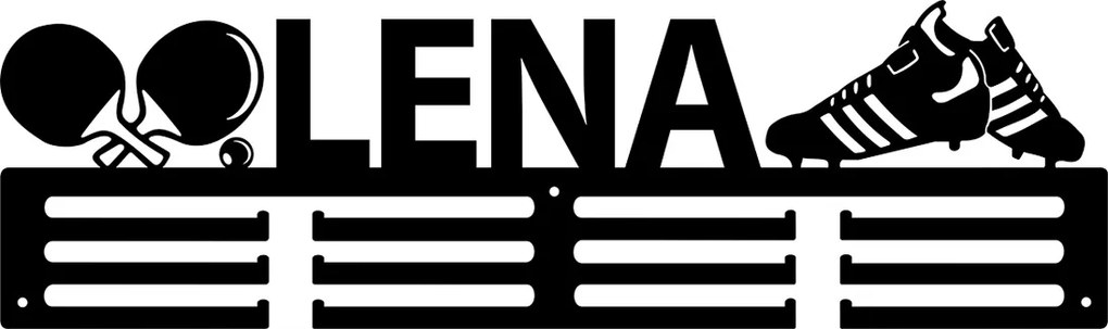 Akasztó éremtartó kampó Név felirat logó Fekete Tenisz Labdarúgás