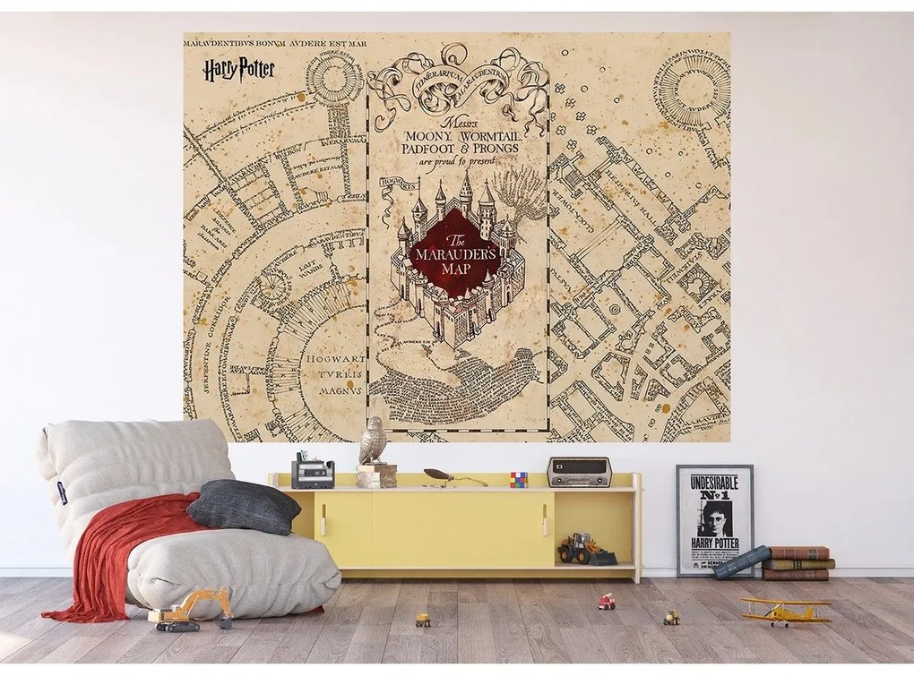 Gyerek fotótapéta Harry Potter Marauders térkép252 x 182 cm, 4 részből álló, 4 részes