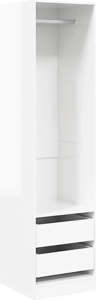 vidaXL magasfényű fehér szerelt fa fiókos ruhásszekrény 50x50x200 cm