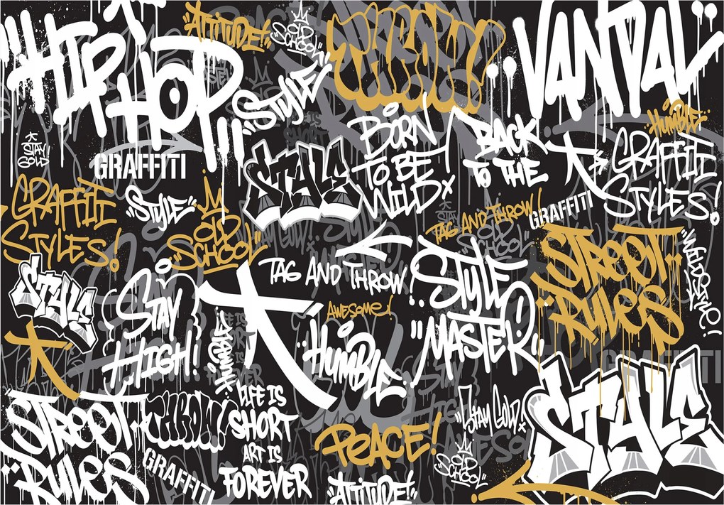 Flizelin fotótapéta Graffiti Hip-Hop Art Utcai stílus 200x140 +ragasztó