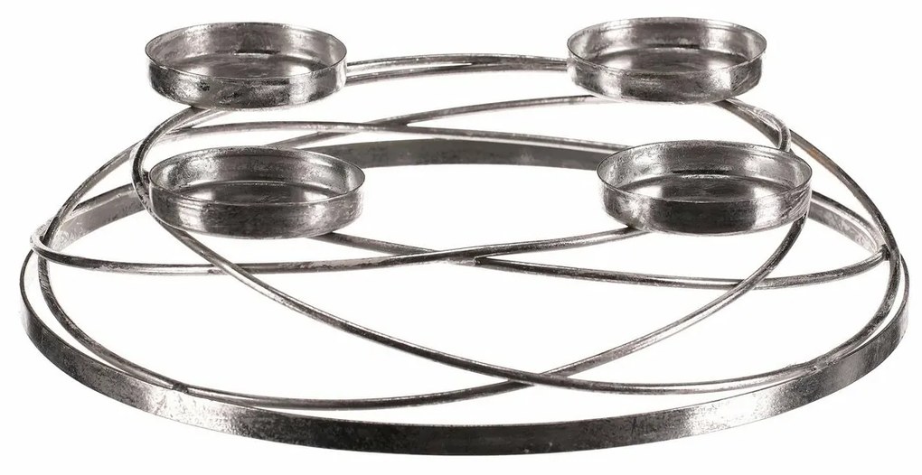 Adventi gyertyatartó Körök, ezüst, fém, átmérő 35 cm