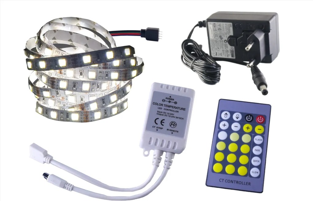 Led szalag szett 300D fehér Cct fehér meleg hideg konyhai háttérvilágítás 3m