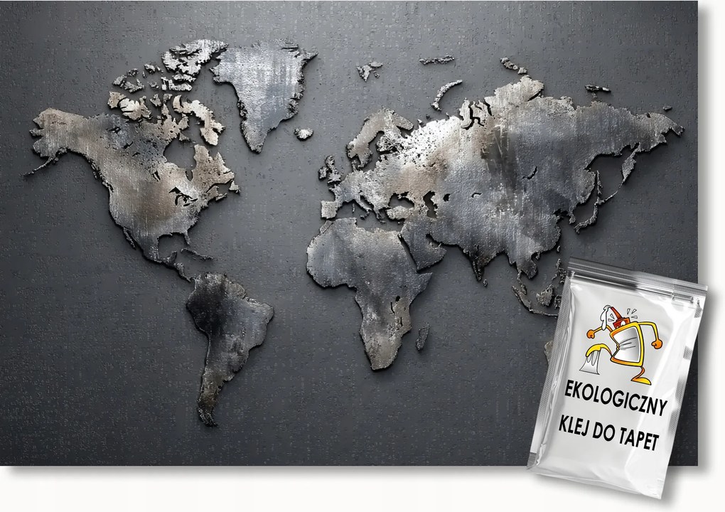 Fotótapéta Flizelina Térkép Világ Tudomány Földrajz Fémlemez 100x75 ragasztó