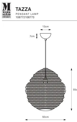 Markslöjd 108772 - Csillár zsinóron TAZZA 1xE27/40W/230V fekete