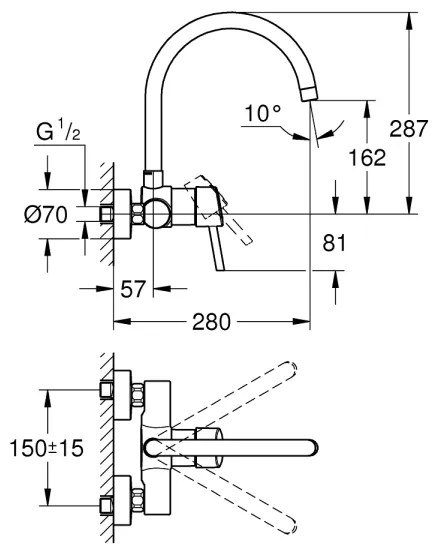 GROHE 32667001 - Mosogatócsaptelep CONCETTO 280 mm fényes króm