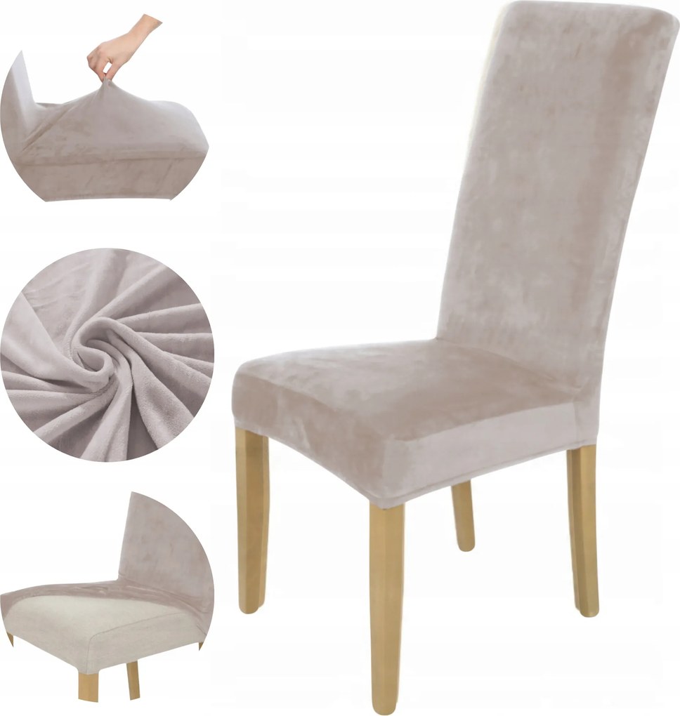 Székhuzat Magas Háttámla Hideg Bézs Velúr Elasztikus Vastag